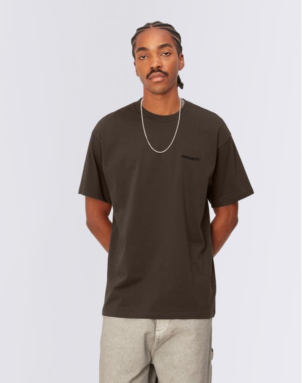 Tričko Carhartt WIP S/S Script Embroidery T-Shirt cypress / Black