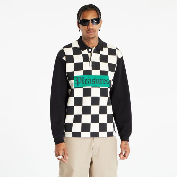 Tričko PLEASURES Racer Long Sleeve Polo Tee Black S