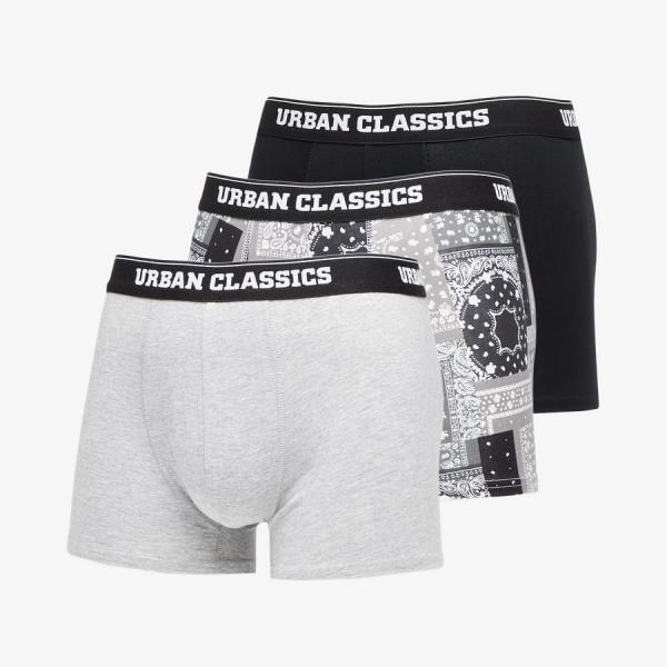 Boxerky Urban Classics Organic Boxer Shorts 3-Pack Bandana Grey/ Grey/ Black S
