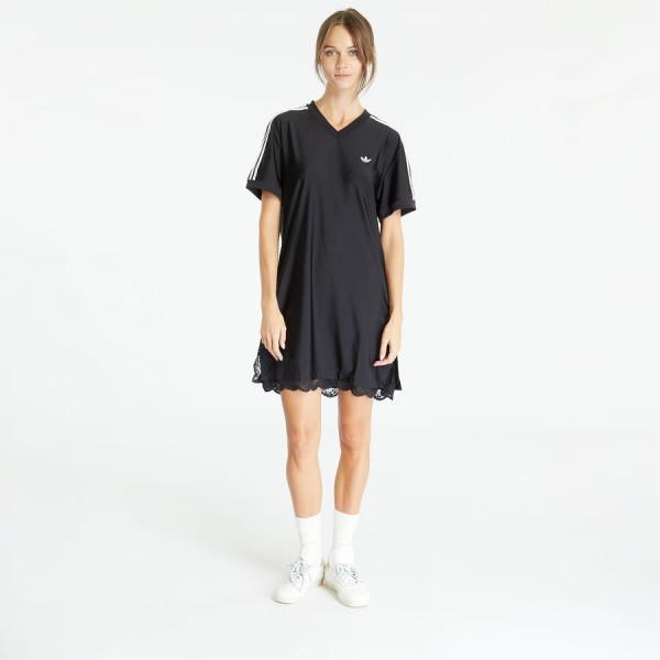 Šaty adidas Originals Lace Trim Short Sleeve Tee Dress Black
