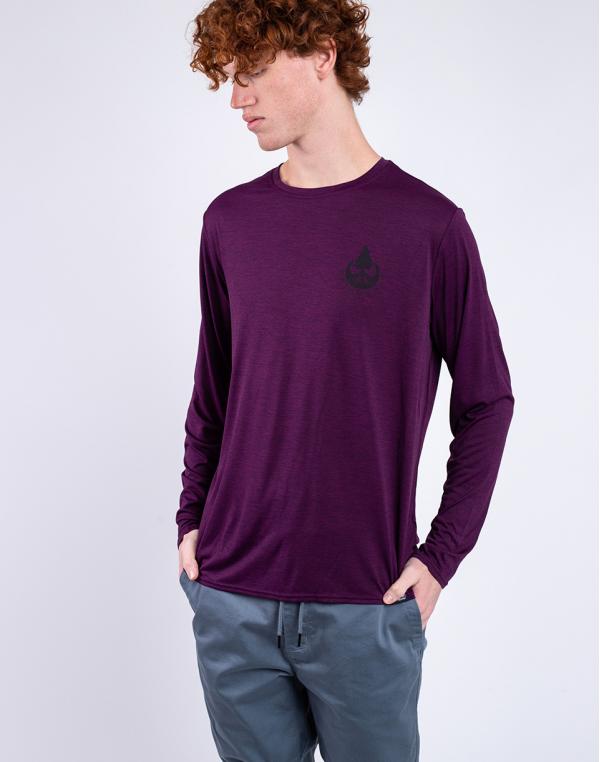 Tričko Patagonia M's L/S Cap Cool Daily Graphic Shirt - Lands Plant Peace: Night Plum X-Dye