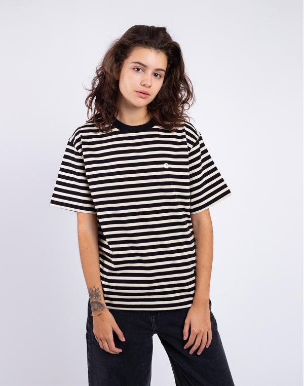 Tričko Carhartt WIP W' S/S Seidler T-Shirt Seidler Stripe, Black / Salt