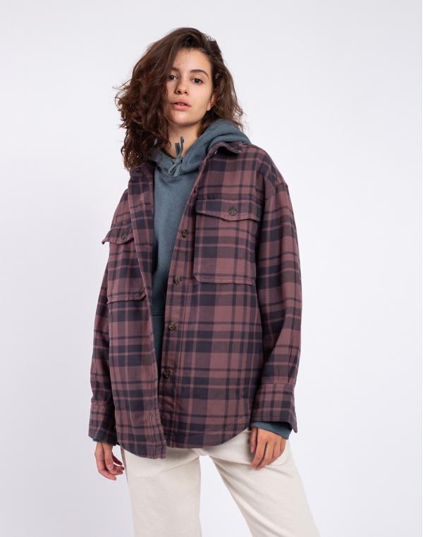 Patagonia W's HW Fjord Flannel Overshirt Ice Caps: Dusky Brown XS
