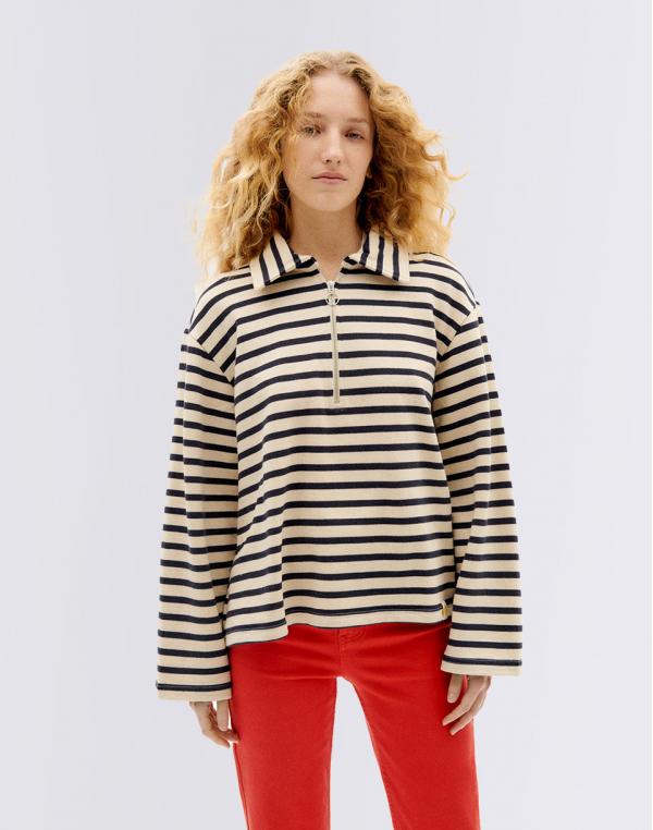 Thinking MU Navy Stripes Chelsea Sweatshirt IVORY XS