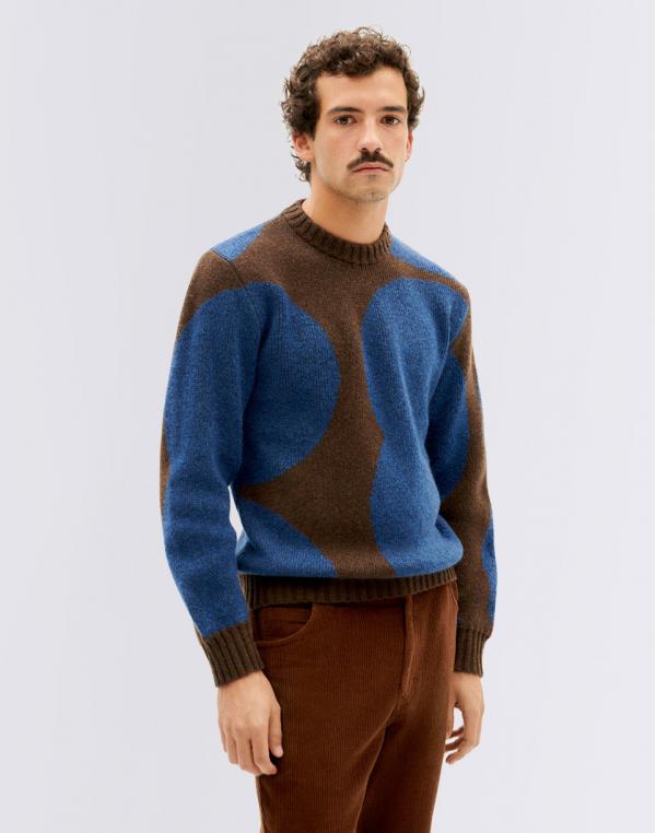 Thinking MU Dots Blue Khem Knitted Sweater BLUE S