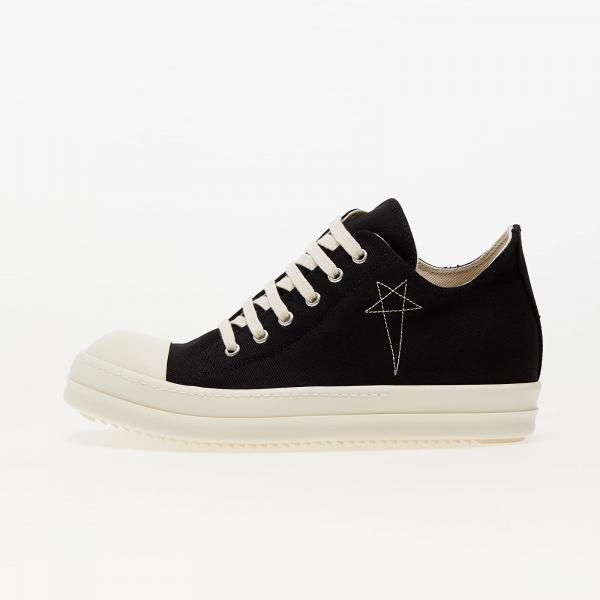 Rick Owens Denim Shoes - Low Sneaks Black/ Pearl/ Milk/ Milk