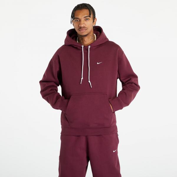Mikina Nike Solo Swoosh Men's Fleece Pullover Hoodie Night Maroon/ White S