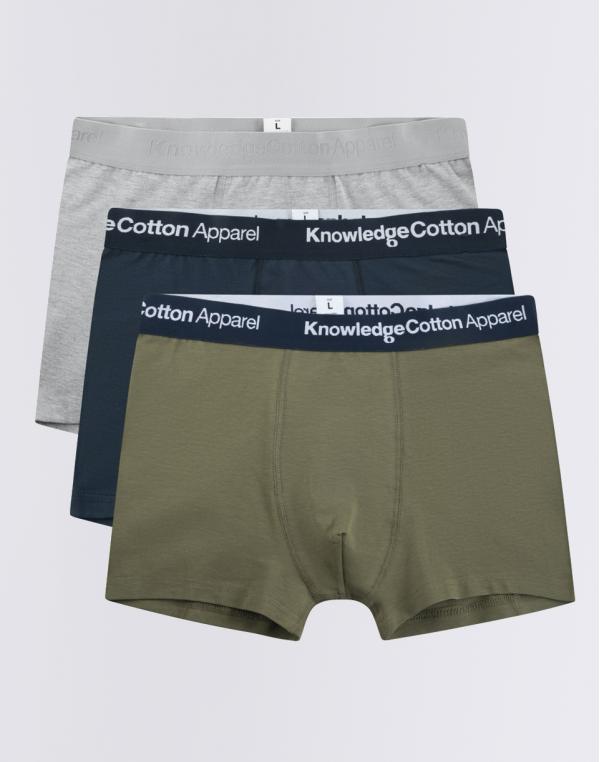 Knowledge Cotton 3-Pack Underwear 1100 Dark Olive S