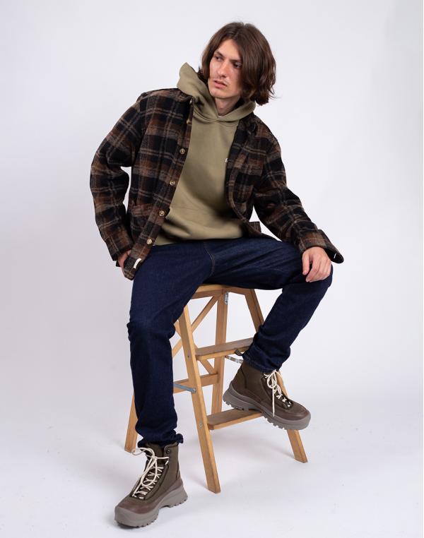 Forét Ivy Wool Overshirt BROWN CHECK S