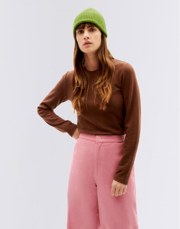 Tričko Thinking MU Chocolate Hemp Carolina L/S Top CHOCOLATE
