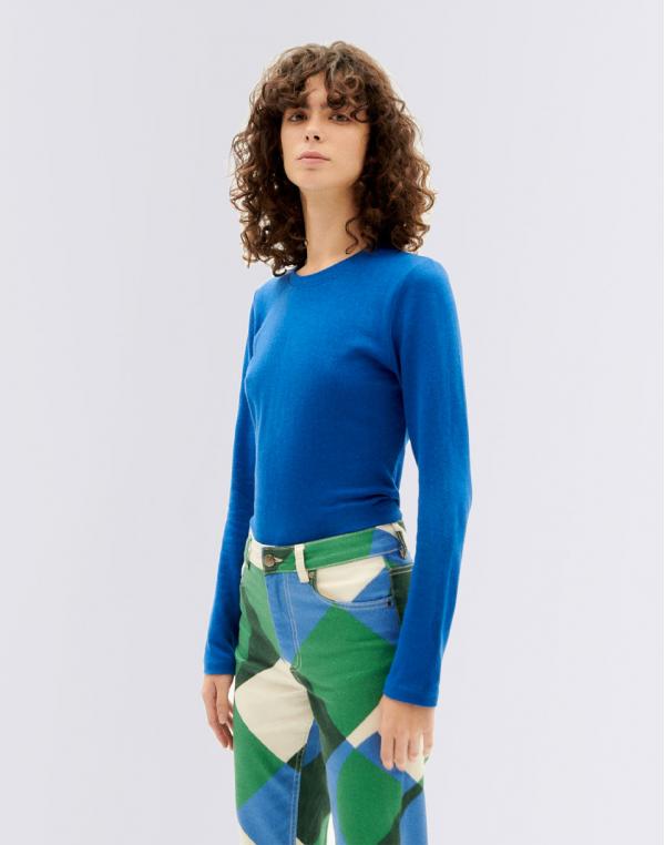 Tričko Thinking MU Klein Blue Hemp Carolina L/S Top BLUE