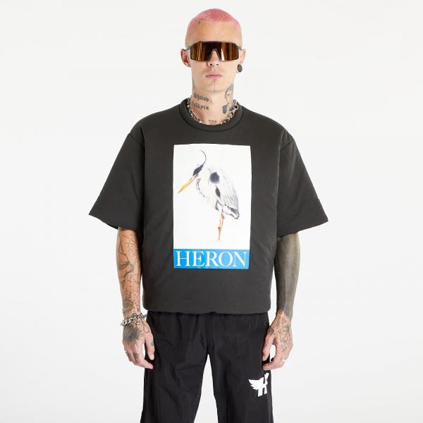 Tričko HERON PRESTON Heron Bird Painted Padded Tee Black/ Blue XXS