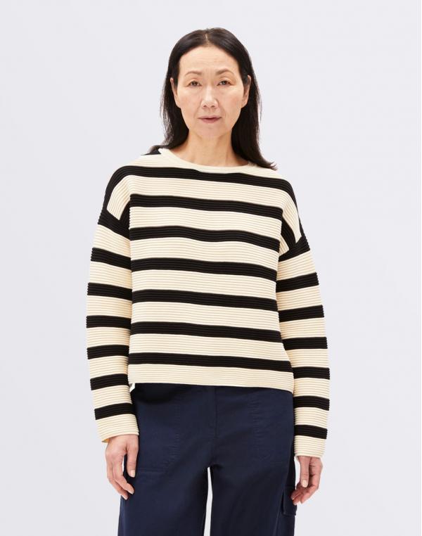 Armedangels Merinaa Striped 1692 oatmilk - black XS