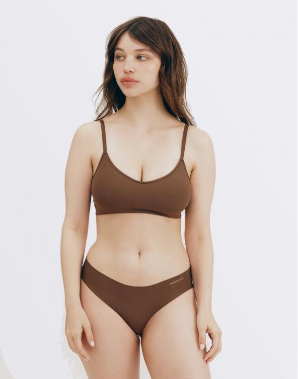 Organic Basics Naked Rib Bralette Walnut XS