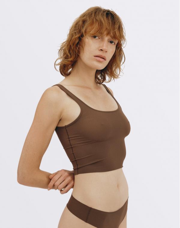Organic Basics Naked Rib Tank Top Walnut XS