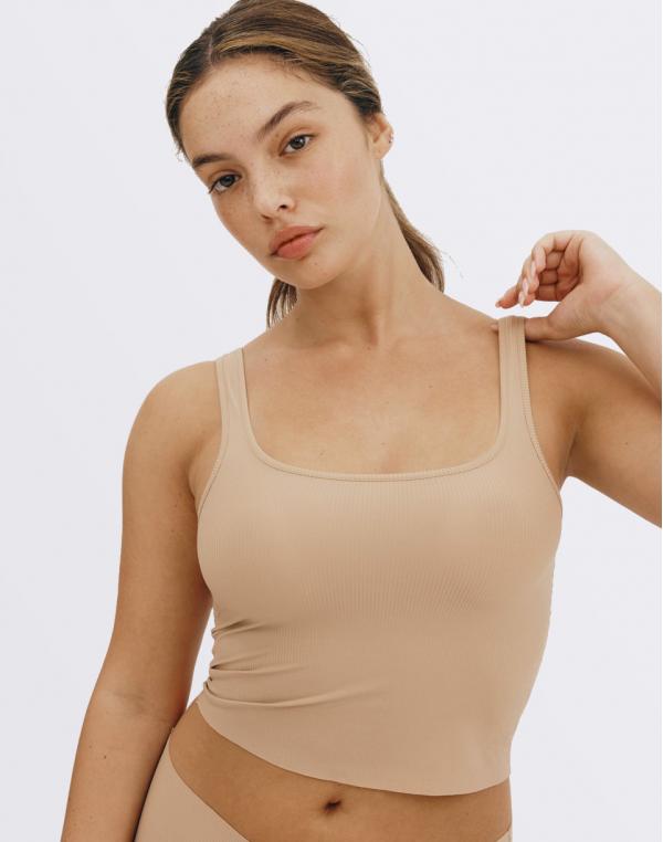 Organic Basics Naked Rib Tank Top Hazelnut XS