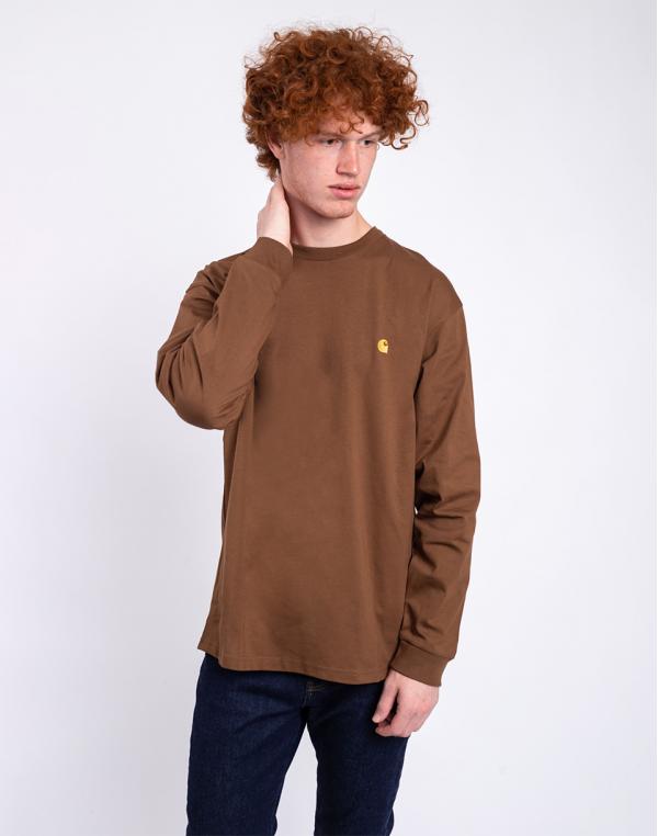 Tričko Carhartt WIP L/S Chase T-Shirt Tamarind/Gold
