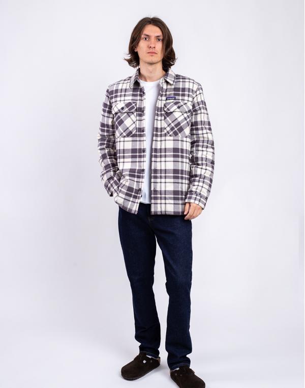 Patagonia M's Insulated Organic Cotton MW Fjord Flannel Shirt Ice Caps: Smolder Blue L