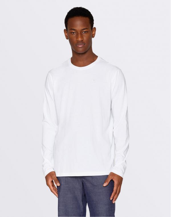 Tričko Knowledge Cotton VIGGO Badge Long Sleeve 1010 Bright White