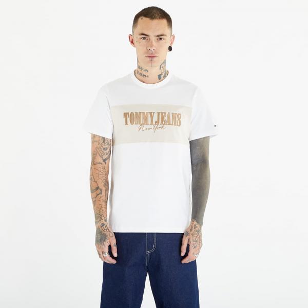Tričko Tommy Jeans Regular Linear Block Short Sleeve Tee White L
