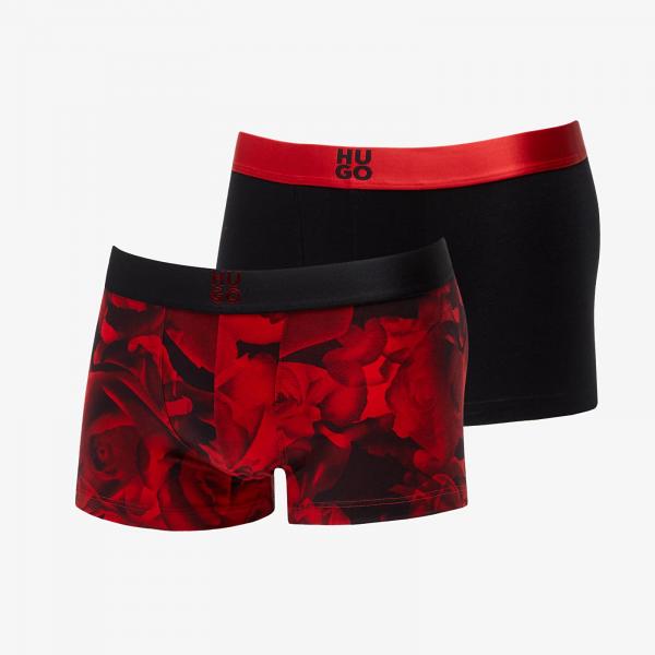 Hugo Boss Logo-Waistband Stretch Trunks 2-Pack Black/ Red