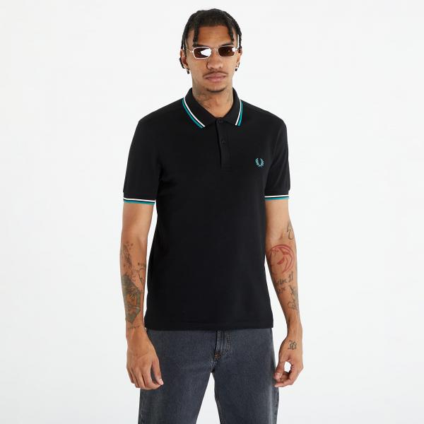 FRED PERRY Twin Tipped Short Sleeve Tee Black/ Ecru/ Deep Mint