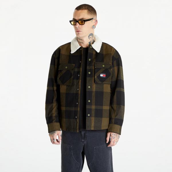 Bunda Tommy Jeans Check Sherpa Lin Overshirt Green S