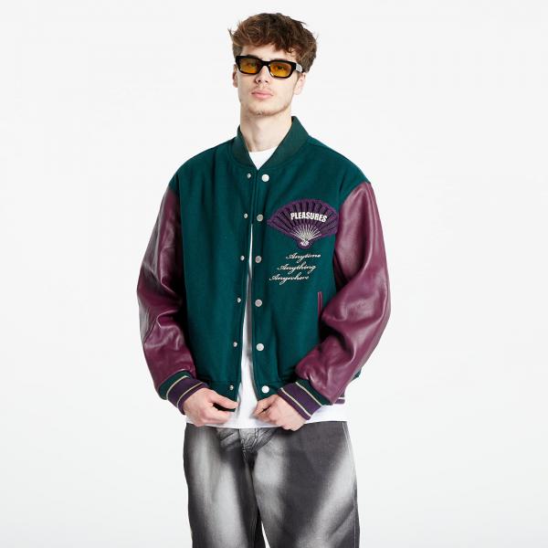 Bomber PLEASURES Fan Varsity Jacket Green L
