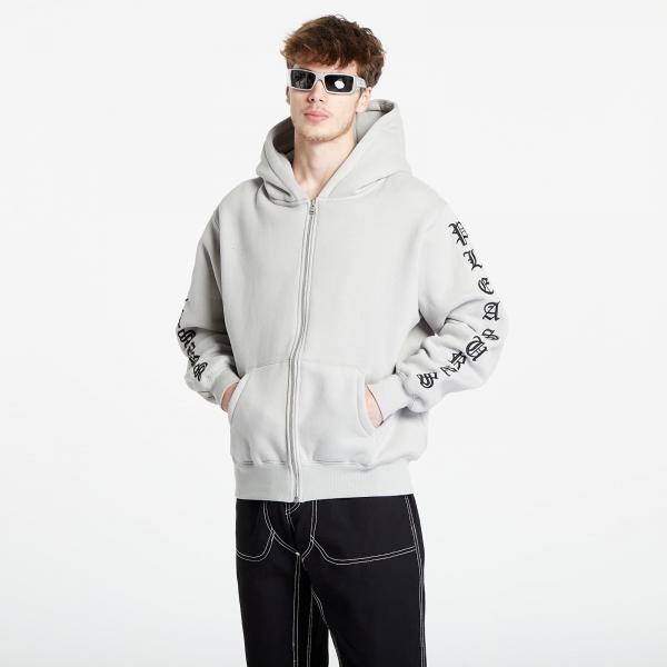 PLEASURES Oe Zip Up Hooded Sweatshirt Grey