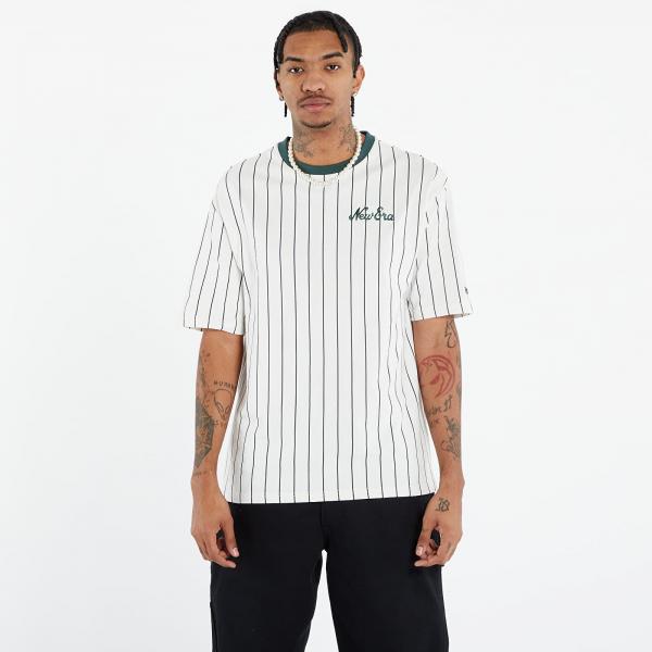 Tričko New Era Heritage Pinstripe Oversized Tee UNISEX Off White/ Dark Green S