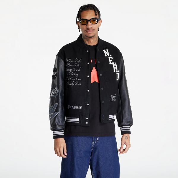 Bomber PLEASURES x N.E.R.D Varsity Bomber Jacket Black L