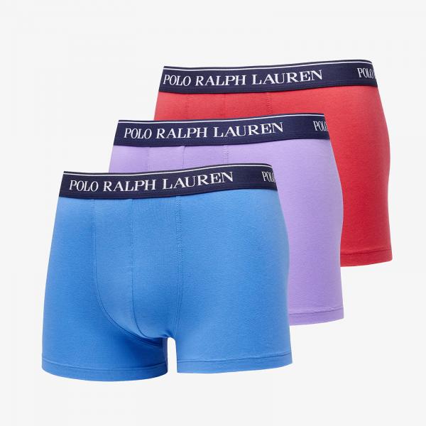 Boxerky Ralph Lauren Stretch Cotton Classic Trunk 3-Pack Blue/ Purple/ Red M