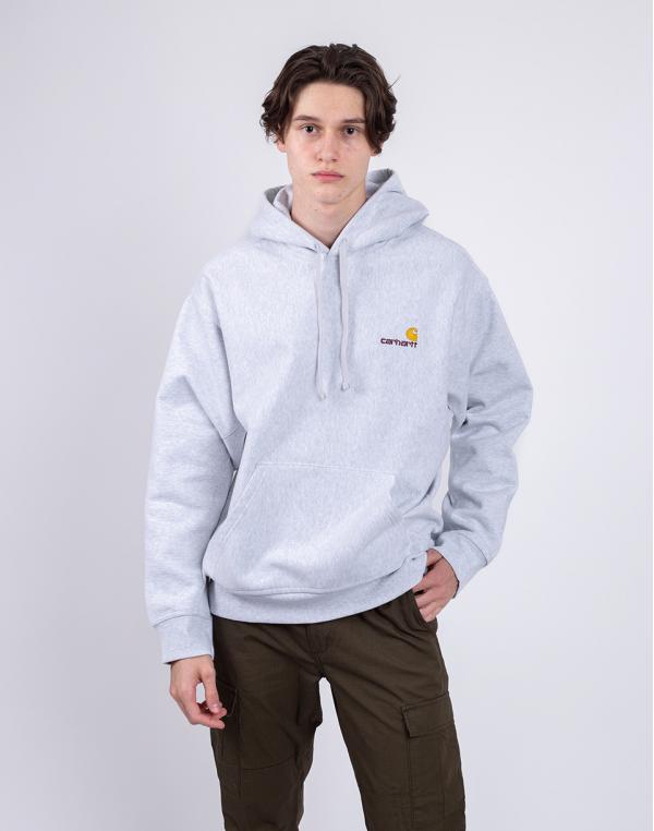 Carhartt WIP Hooded American Script Sweat Ash Heather S