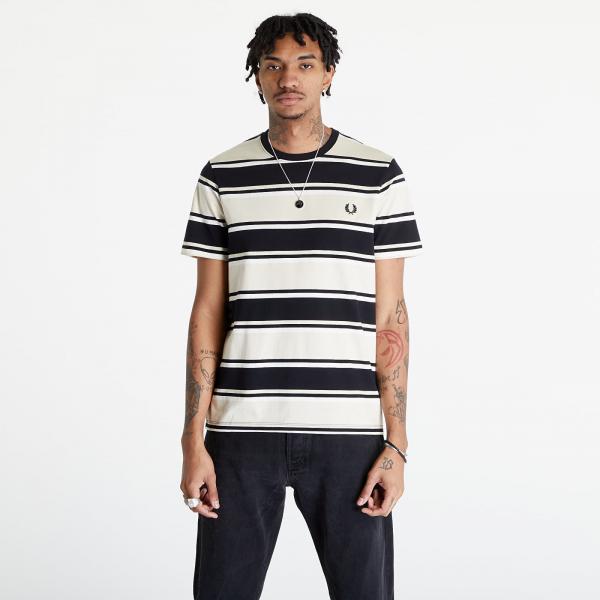 Tričko FRED PERRY Bold Stripe T-Shirt Oatmeal/ Ecru/ Black M