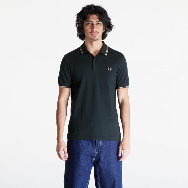 Tričko FRED PERRY Twin Tipped Polo Short Sleeve Tee Night Green/ Warm Grey/ Light Rust M