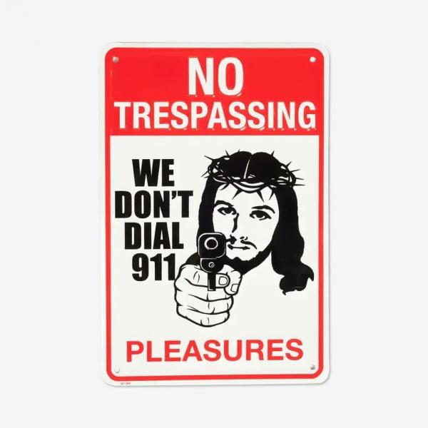 PLEASURES Trespass Tin Sign White Universal