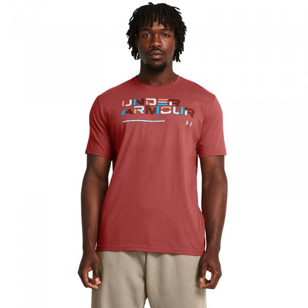 Tričko Under Armour Colorblock Wordmark Ss Sedona Red 611 M