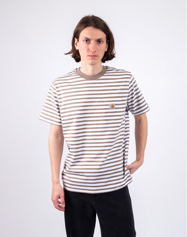 Tričko Carhartt WIP S/S Seidler Pocket T-Shirt Seidler Stripe, Branch