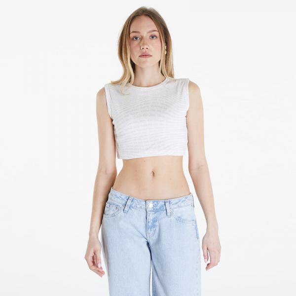 Top Calvin Klein Jeans Aop Cropped Tank Top Warp Logo White M