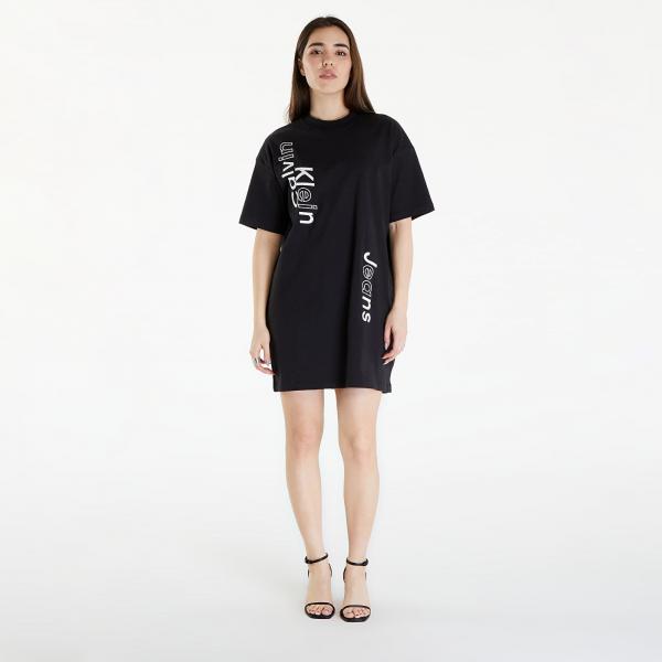 Šaty Calvin Klein Jeans Multi Placement Logo Dress Black S