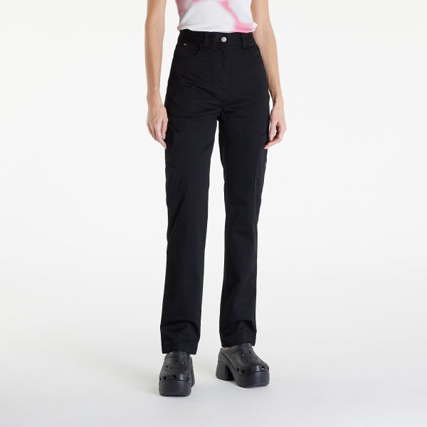 Kalhoty Calvin Klein Jeans Woven Label High Rise Straight Pant Black S