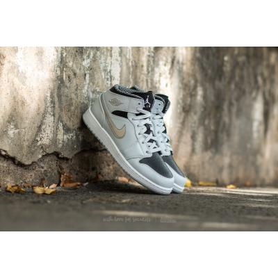 Air Jordan 1 Mid (BG) Pure Platinum/ White-Metallic Silver-Black