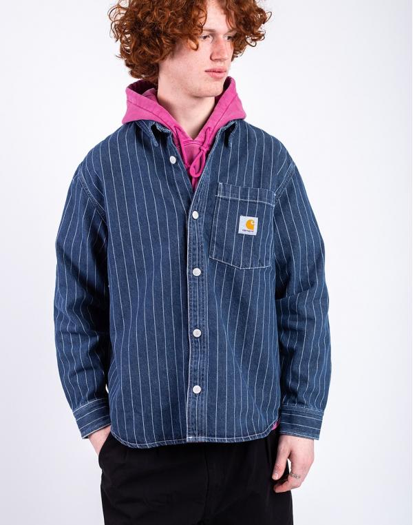 Carhartt WIP Orlean Shirt Jac Orlean Stripe, Blue/White stone S
