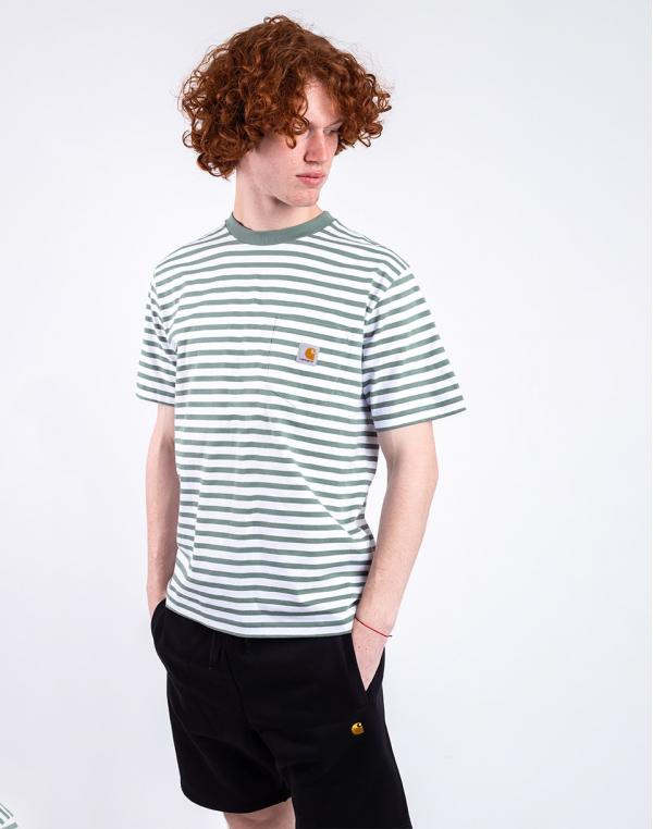 Tričko Carhartt WIP S/S Seidler Pocket T-Shirt Seidler Stripe, Park