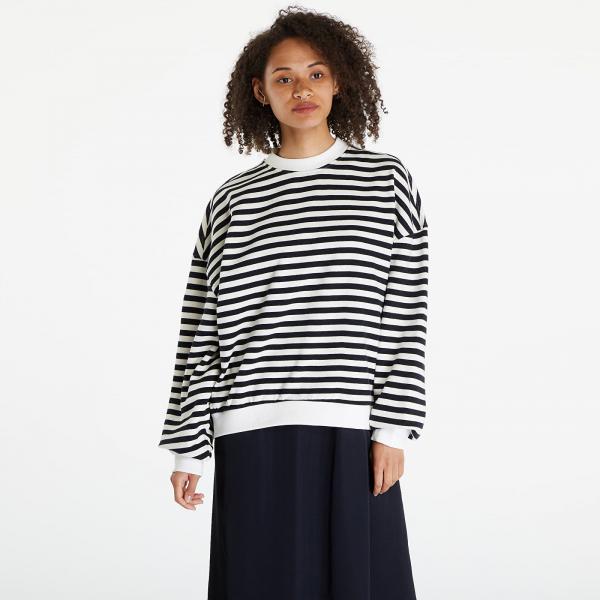 Mikina Urban Classics Ladies Oversized Striped Crewneck Black/ White Sand XS
