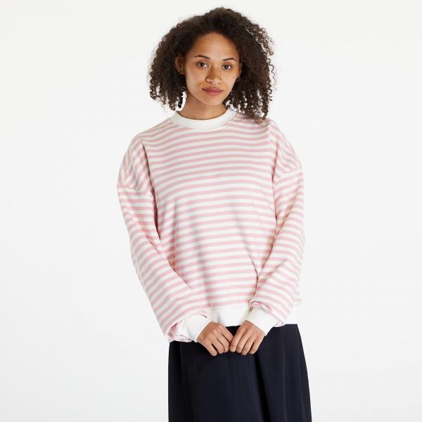 Mikina Urban Classics Ladies Oversized Striped Crewneck Lemonade Pink/ White Sand S