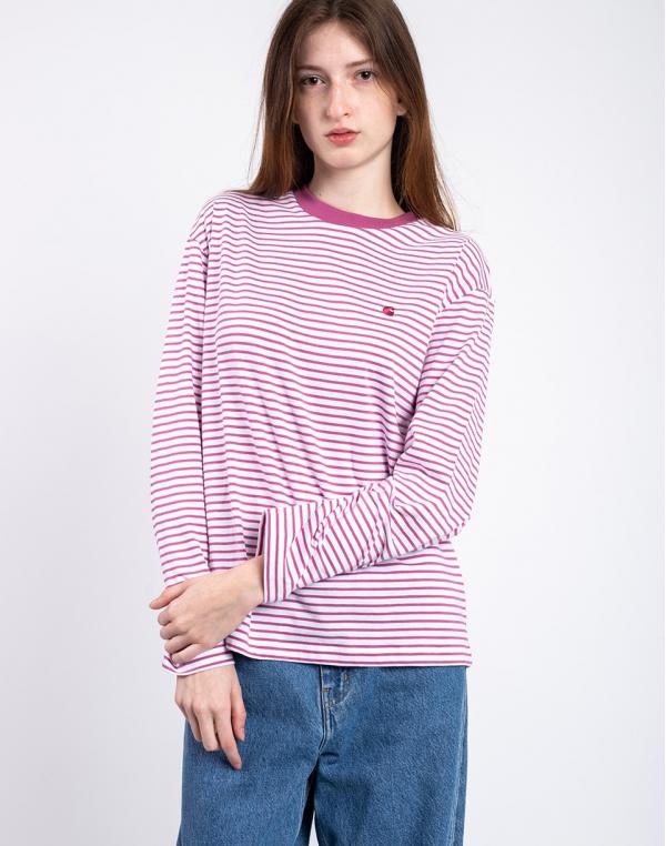 Tričko Carhartt WIP W' L/S Coleen T-Shirt Coleen Stripe, White / Magenta