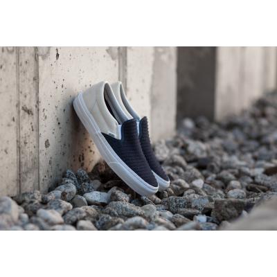 Vans Classic Slip-On (Suede/ Woven) Navy Blue/ True White