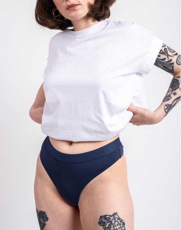Organic Basics Soft Touch Thong Midnight Blue XS