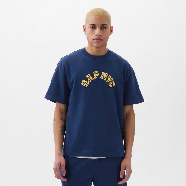 Šortky GAP Shortsleeve Crew Neck Top Pangea Blue S